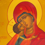 Wooden icon of the Vladimir Mother of God by Khokhloma