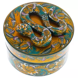 Подарочная шкатулка из дерева "Змея" Хохлома