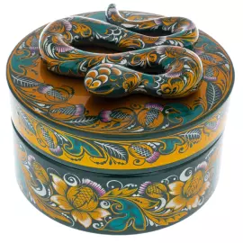 Подарочная шкатулка из дерева "Змея" Хохлома