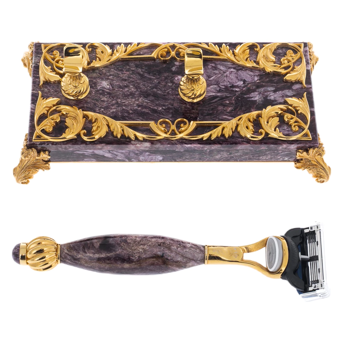 Shaving machine "Success" on a stand made of charoite, Zlatoust
