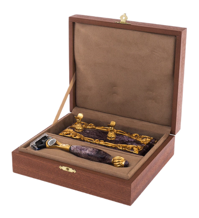 Shaving machine "Success" on a stand made of charoite, Zlatoust