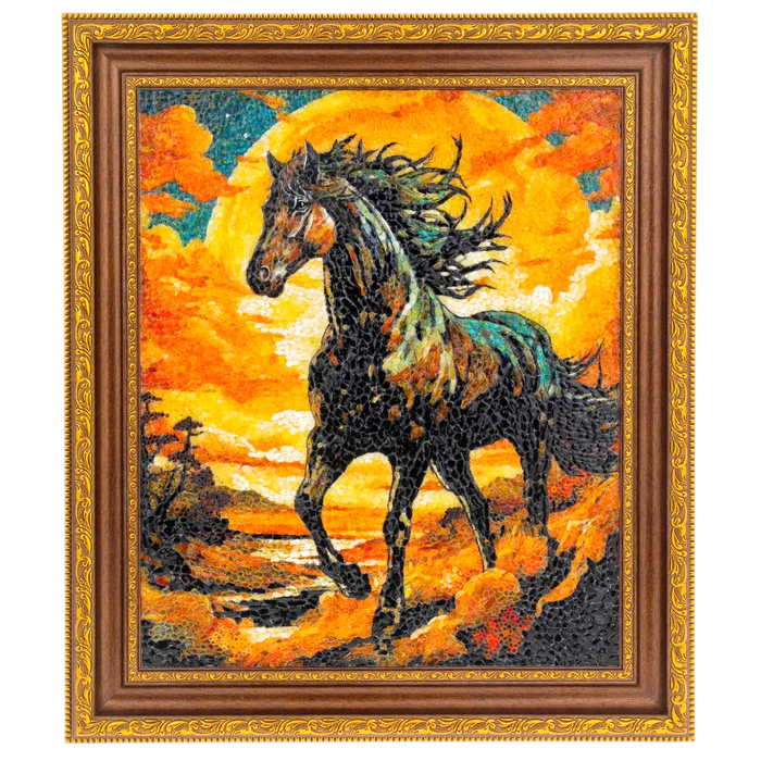 Amber painting "Arabian Horse"