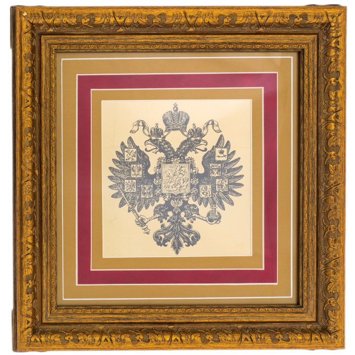 Painting on gold "Double-headed Eagle. Royal coat of arms" golden edging