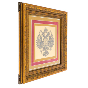 Painting on gold "Double-headed Eagle. Royal coat of arms" golden edging