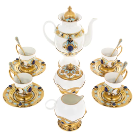 Coffee set "Boyarina" with lapis lazuli, for 4 persons, Zlatoust