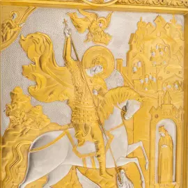 Икона в технике гальванопластики "Георгий Победоносец" Златоуст