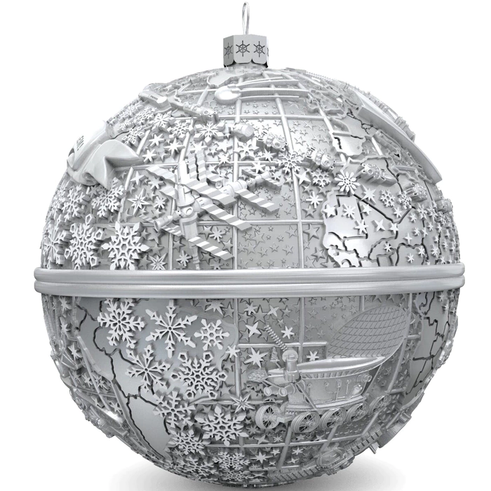 Silver Christmas tree ball "Cosmos"