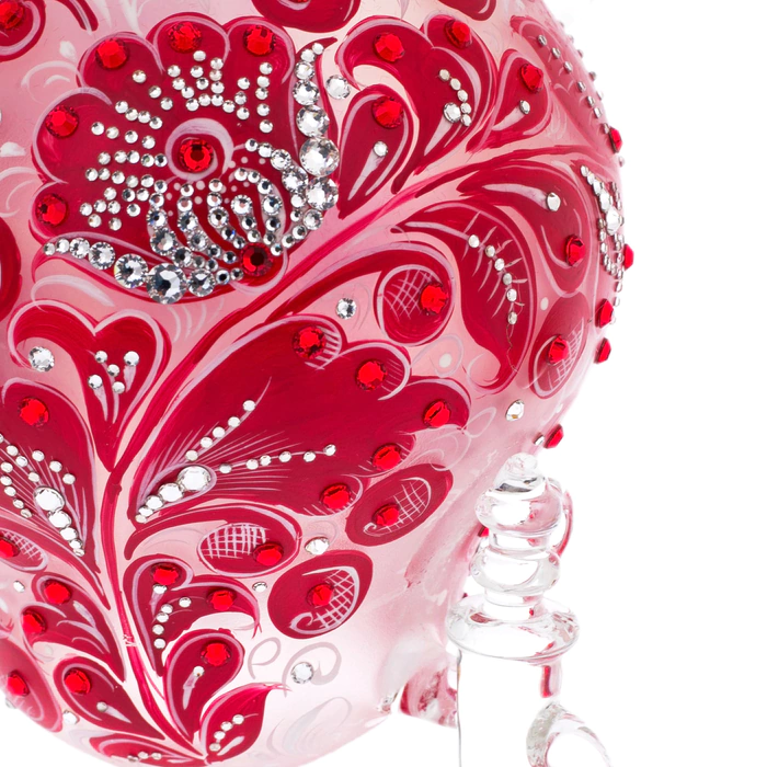 Royal Ruby glass honeydew samovar with Swarovski crystals, Khokhloma
