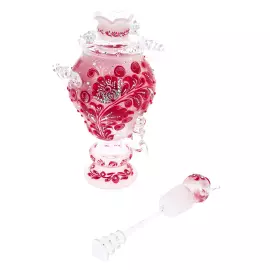 Самовар-медовница из стекла "Королевский рубин" со стразами Swarovski, Хохлома