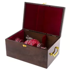 Самовар-медовница из стекла "Королевский рубин" со стразами Swarovski, Хохлома