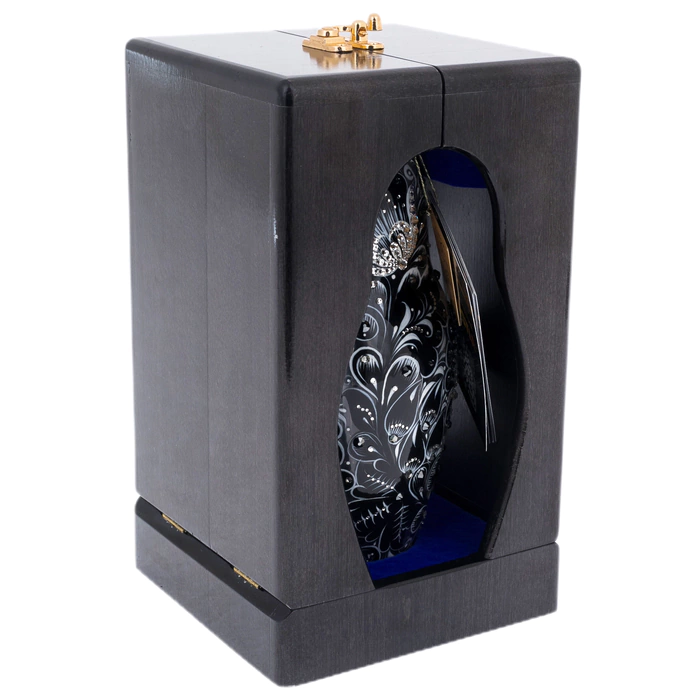 Nesting doll made of glass "Black amber" with Swarovski crystals, Khokhloma