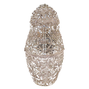 Matryoshka honey doll made of glass "Snow Maiden" with Swarovski crystals