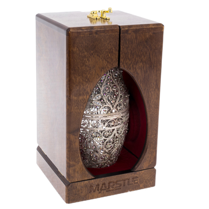 Matryoshka honey doll made of glass "Snow Maiden" with Swarovski crystals