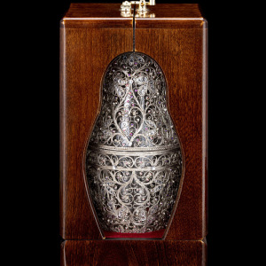 Matryoshka honey doll made of glass "Snow Maiden" with Swarovski crystals