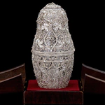 Matryoshka honey doll made of glass "Snow Maiden" with Swarovski crystals