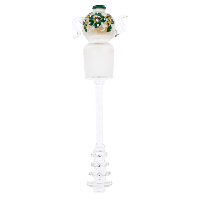 Golden Emerald glass honeydew samovar with Swarovski crystals, Khokhloma