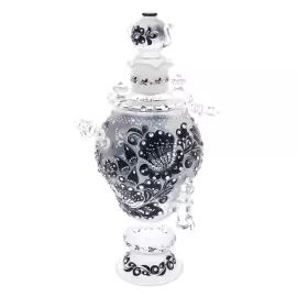 Самовар-медовница из стекла "Черный янтарь" со стразами Swarovski, Хохлома