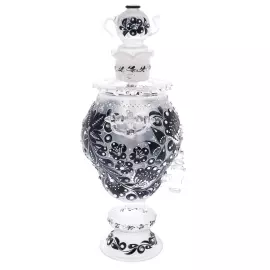 Самовар-медовница из стекла "Черный янтарь" со стразами Swarovski, Хохлома