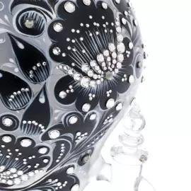 Самовар-медовница из стекла "Черный янтарь" со стразами Swarovski, Хохлома