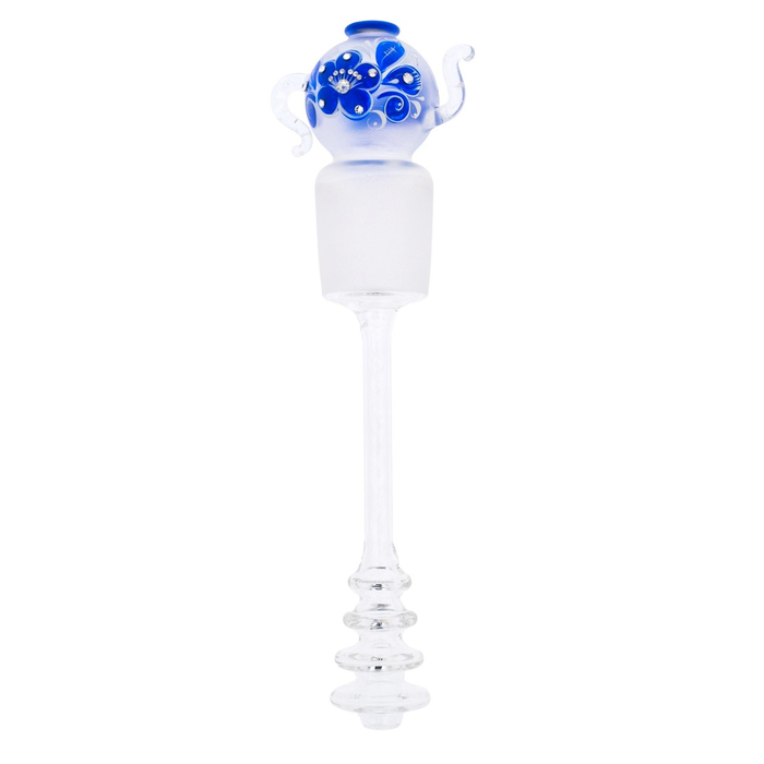 Samovar-honey pan made of Sea Azure glass with Swarovski crystals, Khokhloma