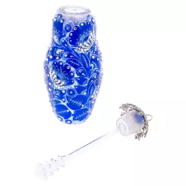 Матрешка-медовница из стекла "Морская лазурь" со стразами Swarovski, Хохлома