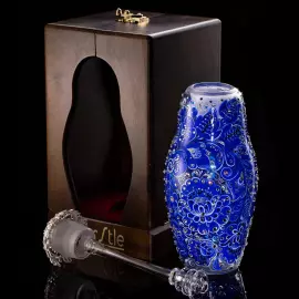Матрешка-медовница из стекла "Морская лазурь" со стразами Swarovski, Хохлома