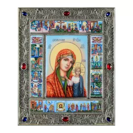 Silver icon "Our Lady of Kazan"