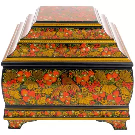 Ларец музыкальный "Загадка" с потайным ящиком, Хохлома