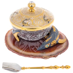 Caviar bowl "Sturgeon" on an agate stand, Zlatoust