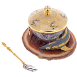Caviar bowl "Sturgeon" on an agate stand, Zlatoust