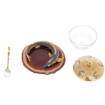 Caviar bowl "Sturgeon" on an agate stand, Zlatoust
