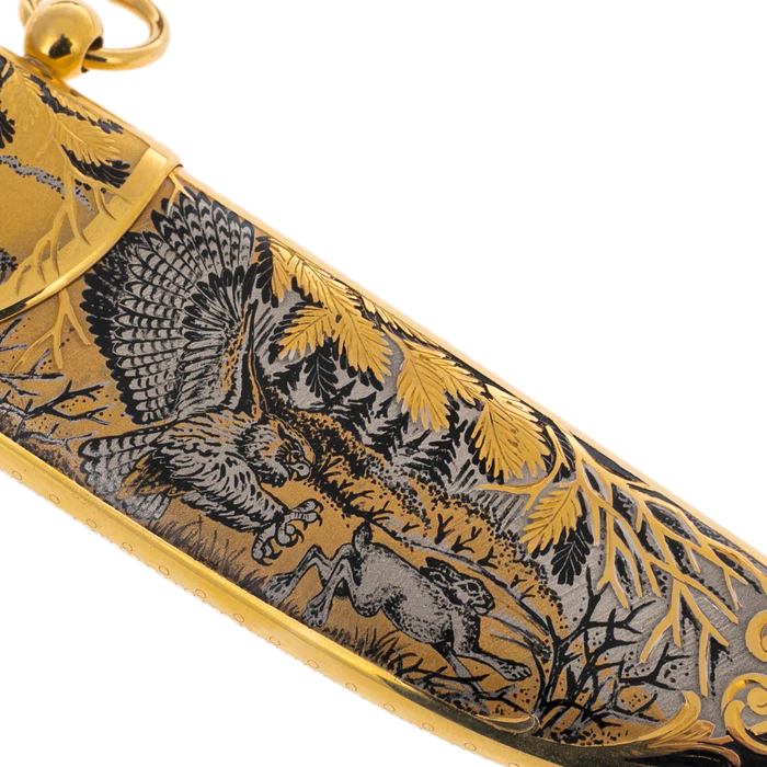 Souvenir knife "Hunting for a hare" Zlatoust