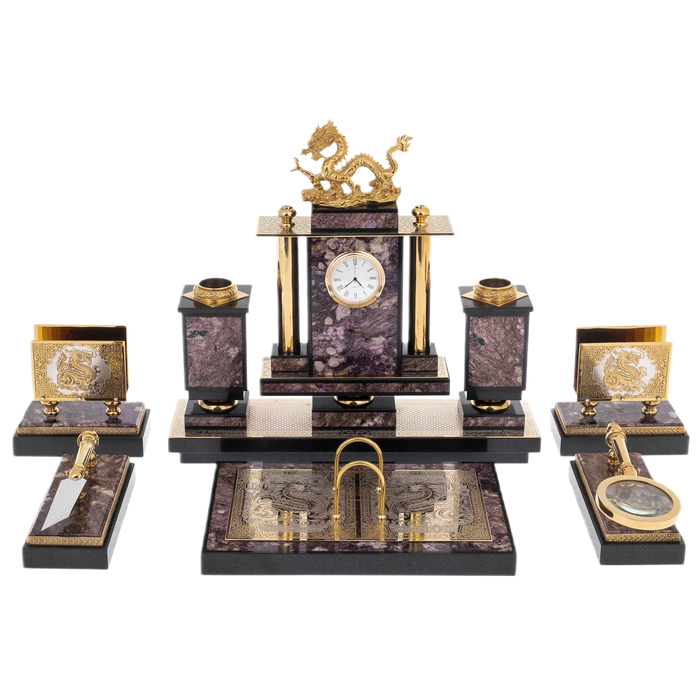 Executive desk set made of charoite "Dragon"