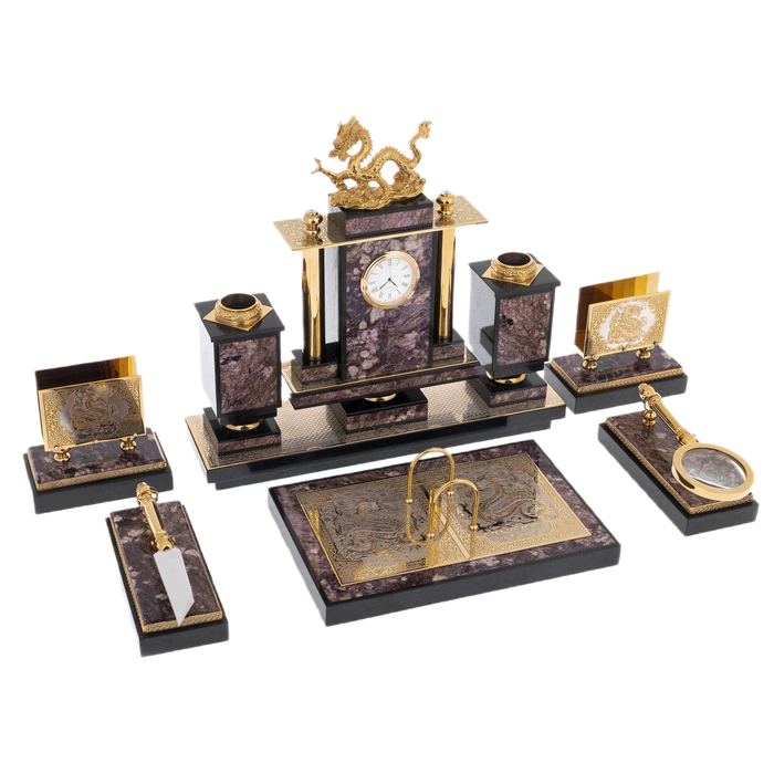 Executive desk set made of charoite "Dragon"