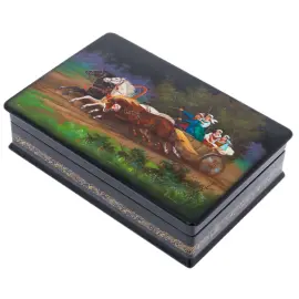 Шкатулка "Веселое катание" Леонова, Федоскино Шкатулка "Веселое катание" Леонова, Федоскино