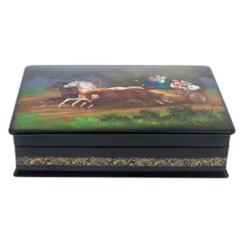 Шкатулка "Веселое катание" Леонова, Федоскино Шкатулка "Веселое катание" Леонова, Федоскино