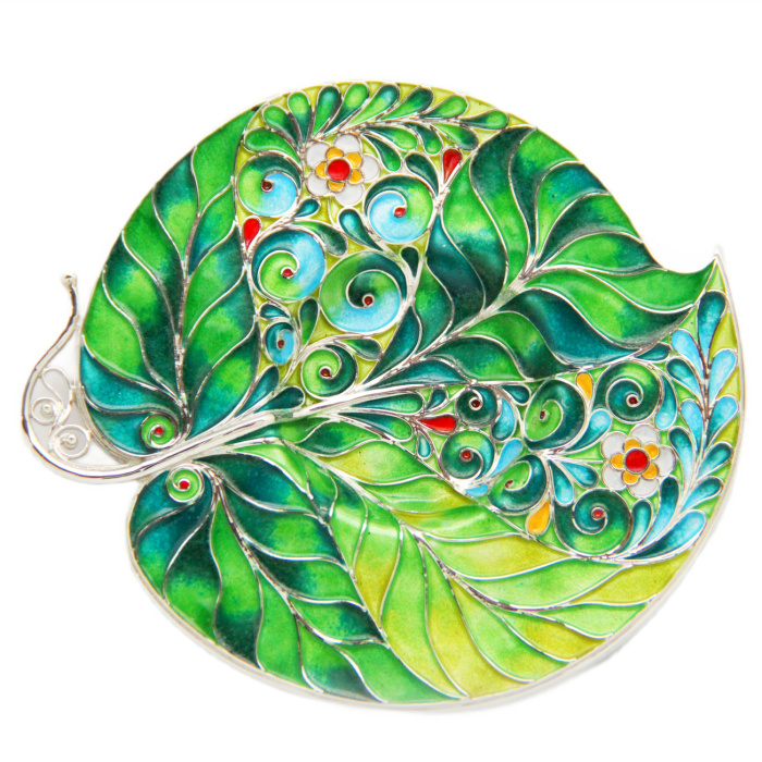 Silver coffee pair "Green Apple" for 2 persons, finish
