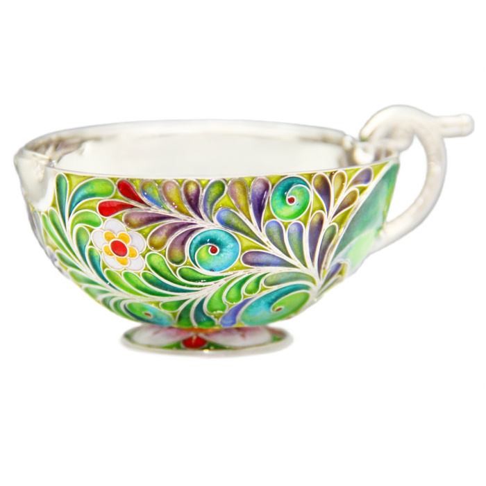 Silver coffee pair "Green Apple" for 2 persons, finish