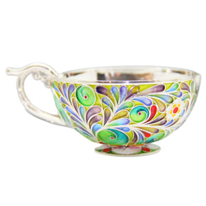 Silver coffee pair "Green Apple" for 2 persons, finish