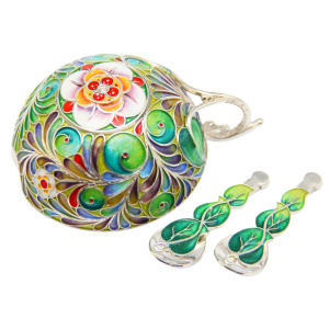 Silver coffee pair "Green Apple" for 2 persons, finish
