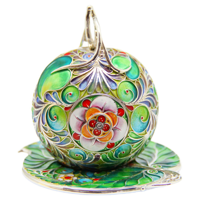 Silver coffee pair "Green Apple" for 2 persons, finish