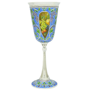 Silver wine glass "Vine" for 1 person, finish