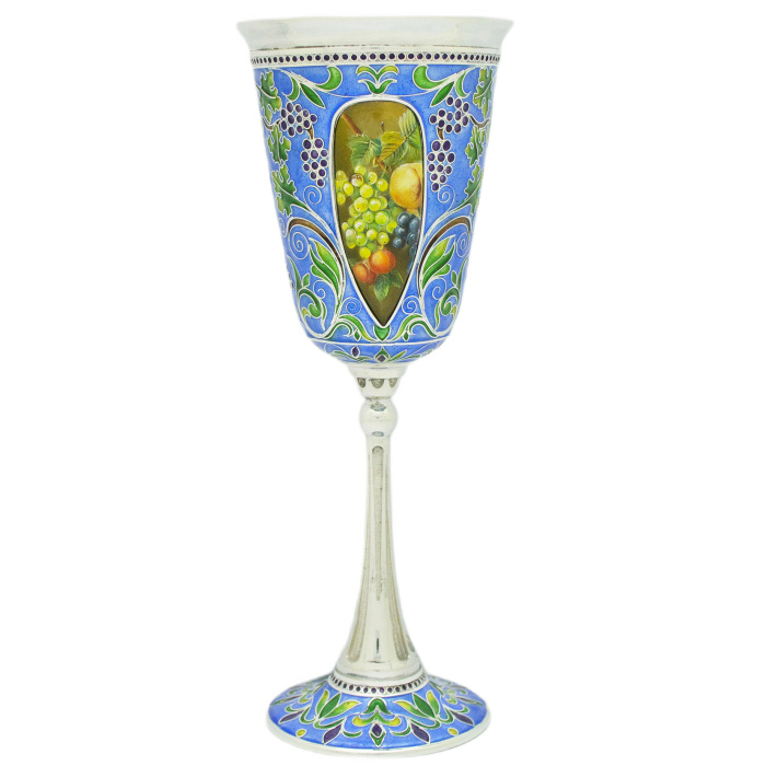 Silver wine glass "Vine" for 1 person, finish