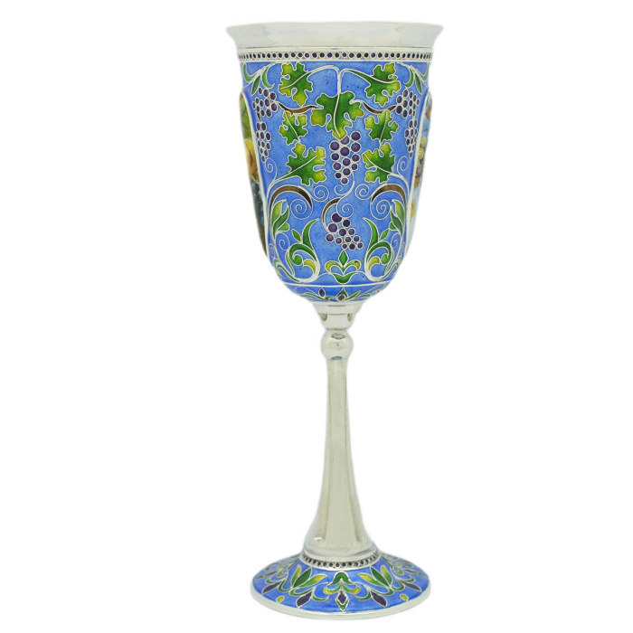 Silver wine glass "Vine" for 1 person, finish
