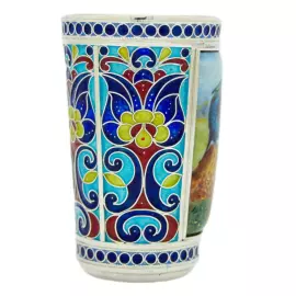 Набор стопок из серебра "Животные" на 6 персон, финифть