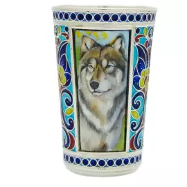 Набор стопок из серебра "Животные" на 6 персон, финифть