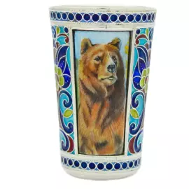 Набор стопок из серебра "Животные" на 6 персон, финифть