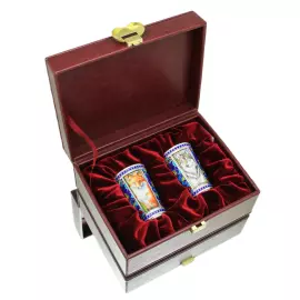 Набор стопок из серебра "Животные" на 6 персон, финифть