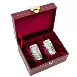 Набор стопок из серебра "Времена года" на 4 персоны, финифть