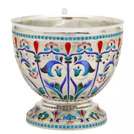 Чайная пара из серебра "Боярский" на 1 персону, финифть